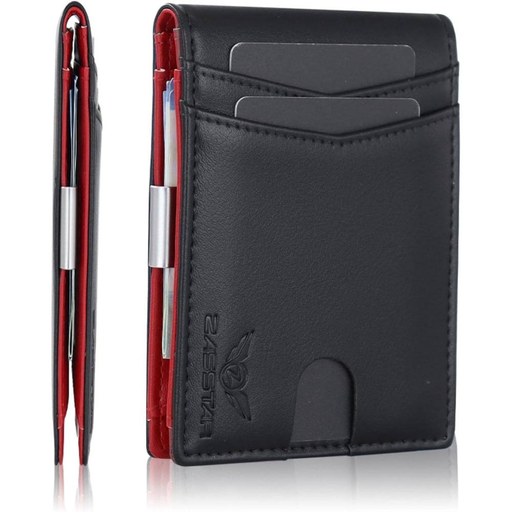 Slim Mens Wallet RFID Blocking‎ Leather Minimalist Front Pocket Card Holder